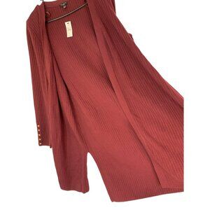 Talbots Petites Burgundy Ribbed Open Front Cardigan Sweater PL RHH10565